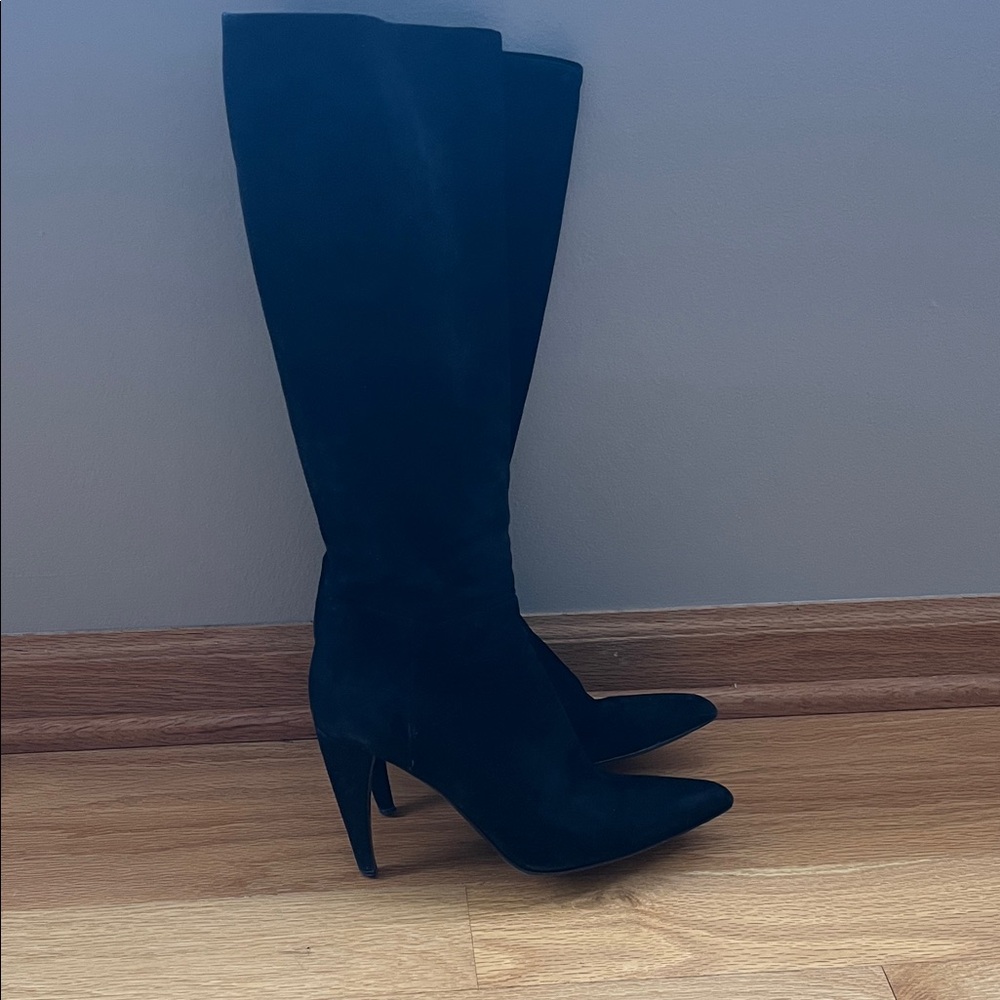 Prada Black Suede Knee-High Stiletto Boots - Picture 2 of 5